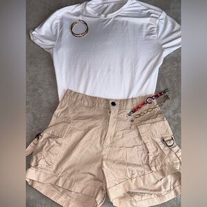 Women's Beige Cargo Shorts